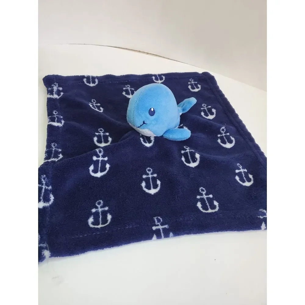 HB‎ Hudson Blue Whale Anchors Lovey Security Baby Blanket Plush Blankie Soft